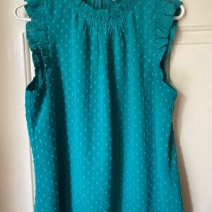 J. Crew Turquoise Ruffle Detail Top